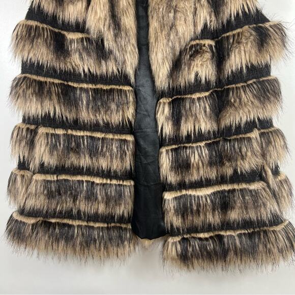 Chico's Faux Fur Open Front Vest Small Festival Bohemian Hippie Vegan Winter - Picture 3 of 10